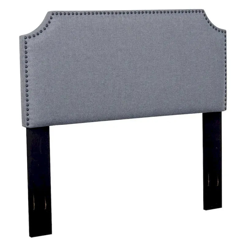 Contemporary Upholstered Fabric Headboard with Nailhead Trim for Full/Queen Beds 4