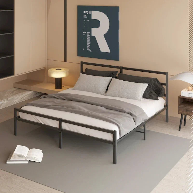 King Size Metal Bed Frame with Headboard 8