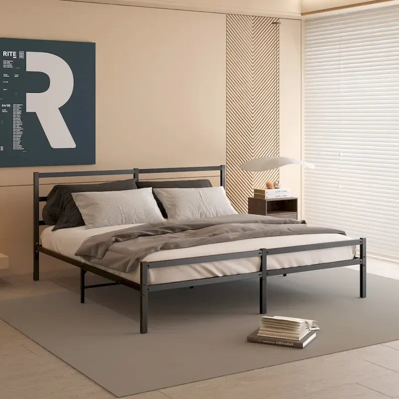 King Size Metal Bed Frame with Headboard 2