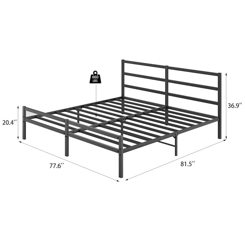King Size Metal Bed Frame with Headboard 3