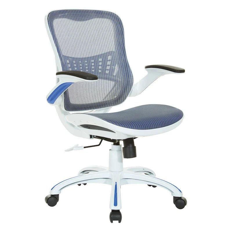 Riley Ergonomic Office Chair with White Mesh Seat and Backrest 47