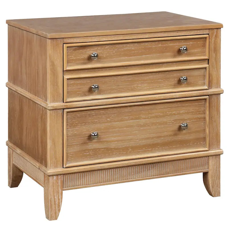 Natural Wood Nightstand with 3 Drawers 1
