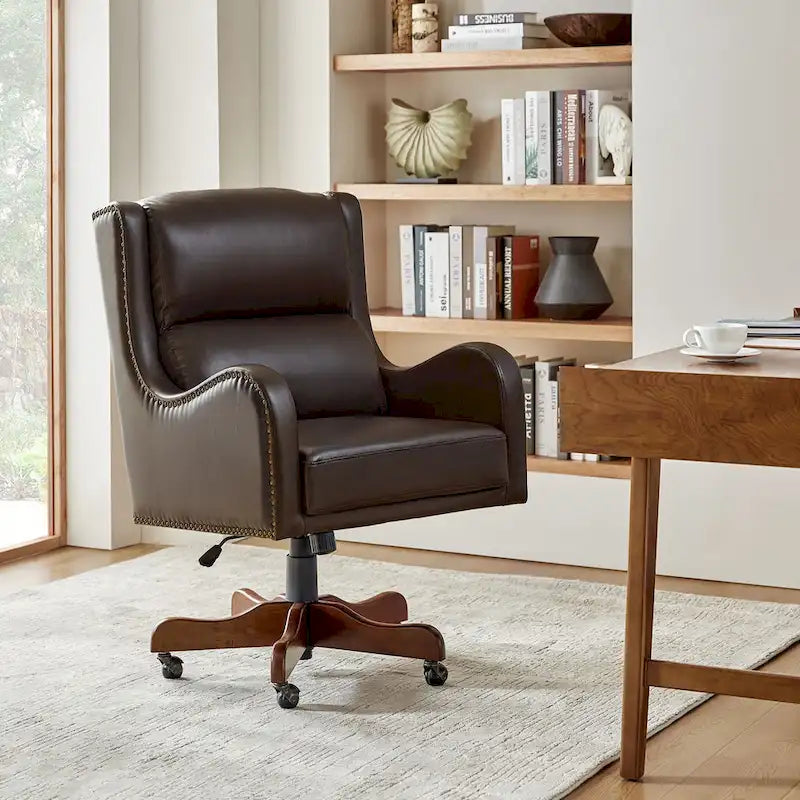 HULALA HOME Pete Adjustable Height Faux Leather Swivel Executive Chair with Tilt Mechanism 4