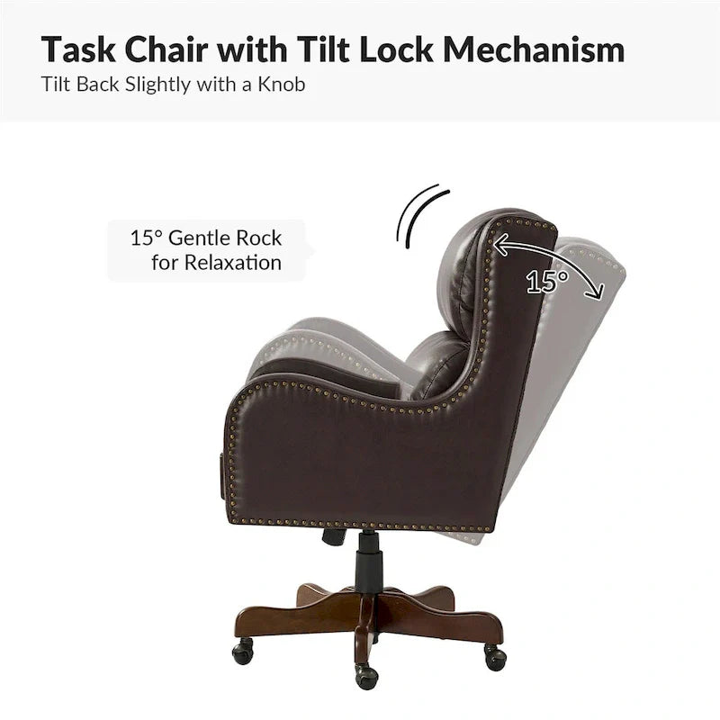 HULALA HOME Pete Adjustable Height Faux Leather Swivel Executive Chair with Tilt Mechanism 5
