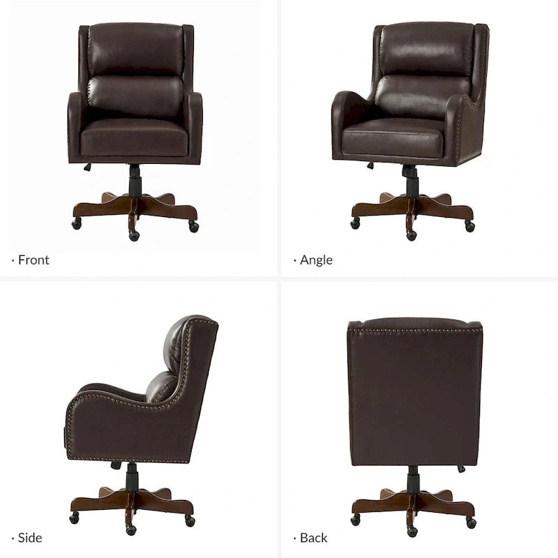 HULALA HOME Pete Adjustable Height Faux Leather Swivel Executive Chair with Tilt Mechanism 8