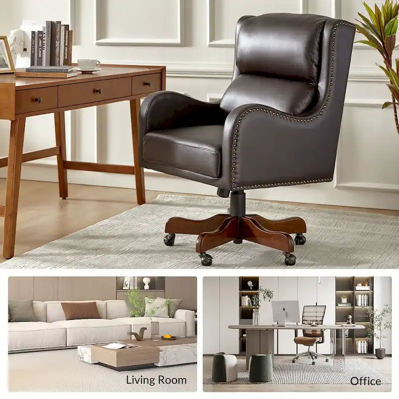 HULALA HOME Pete Adjustable Height Faux Leather Swivel Executive Chair with Tilt Mechanism 11