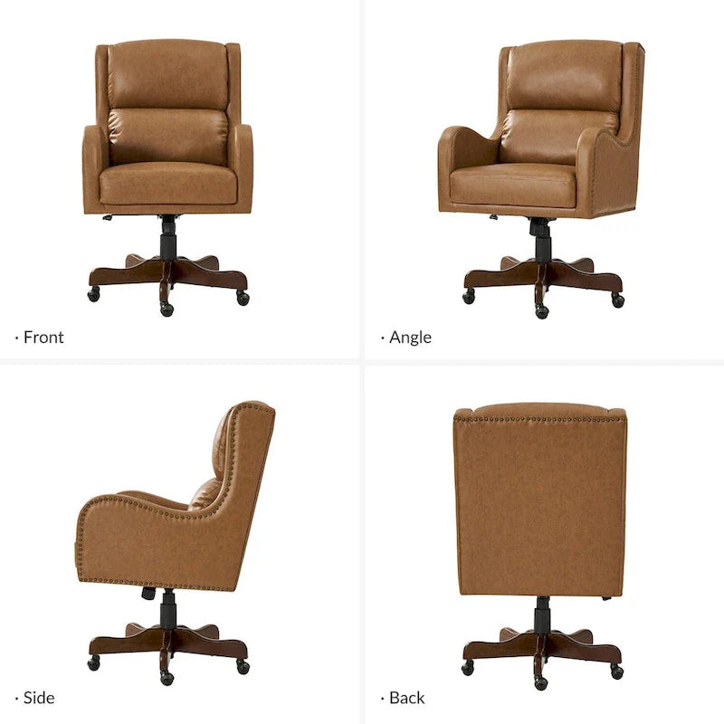 HULALA HOME Pete Adjustable Height Faux Leather Swivel Executive Chair with Tilt Mechanism 15