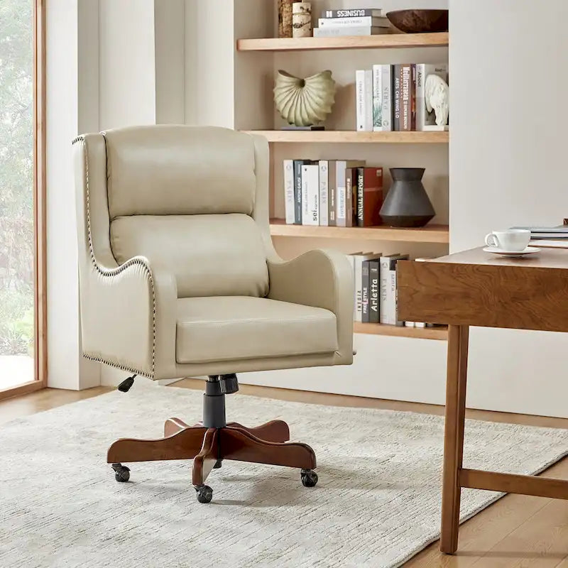 HULALA HOME Pete Adjustable Height Faux Leather Swivel Executive Chair with Tilt Mechanism 18