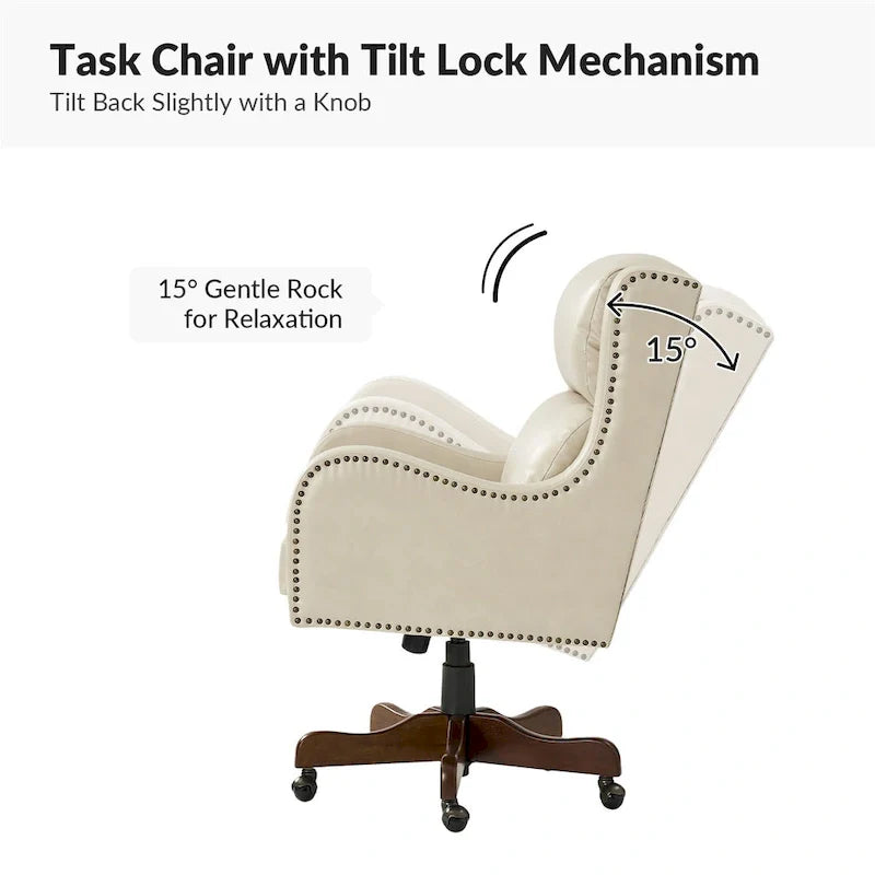 HULALA HOME Pete Adjustable Height Faux Leather Swivel Executive Chair with Tilt Mechanism 19