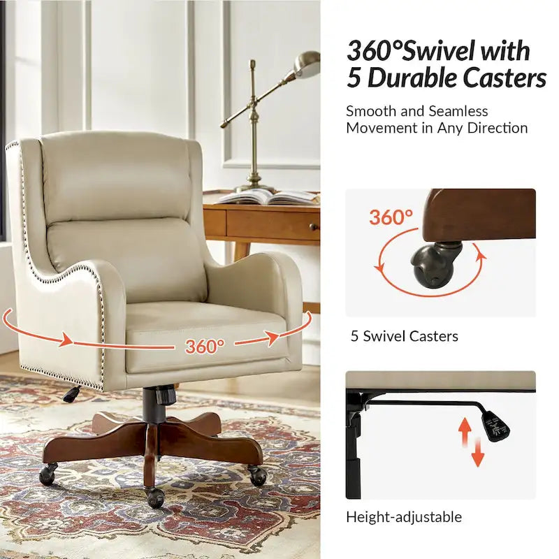 HULALA HOME Pete Adjustable Height Faux Leather Swivel Executive Chair with Tilt Mechanism 20