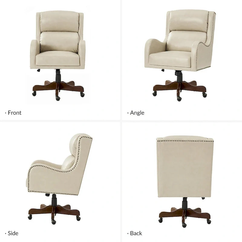 HULALA HOME Pete Adjustable Height Faux Leather Swivel Executive Chair with Tilt Mechanism 23