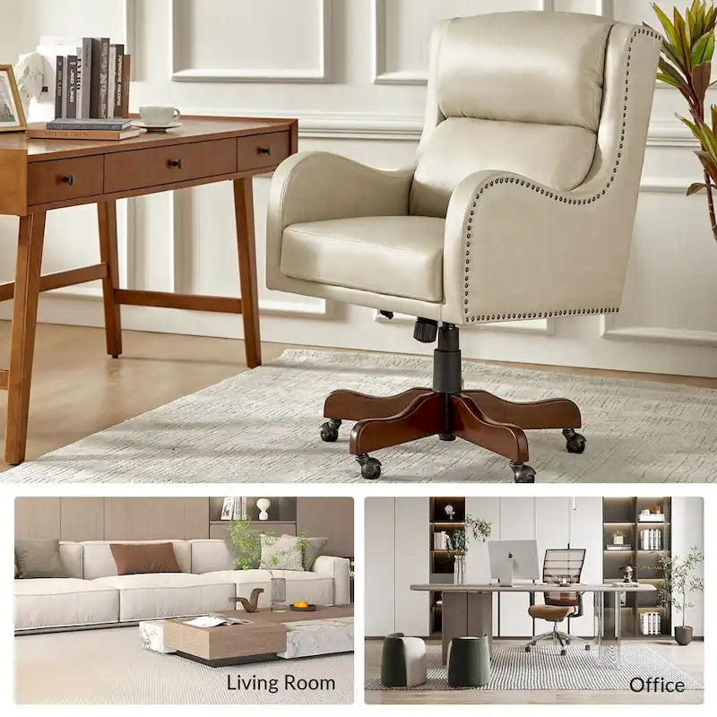 HULALA HOME Pete Adjustable Height Faux Leather Swivel Executive Chair with Tilt Mechanism 25