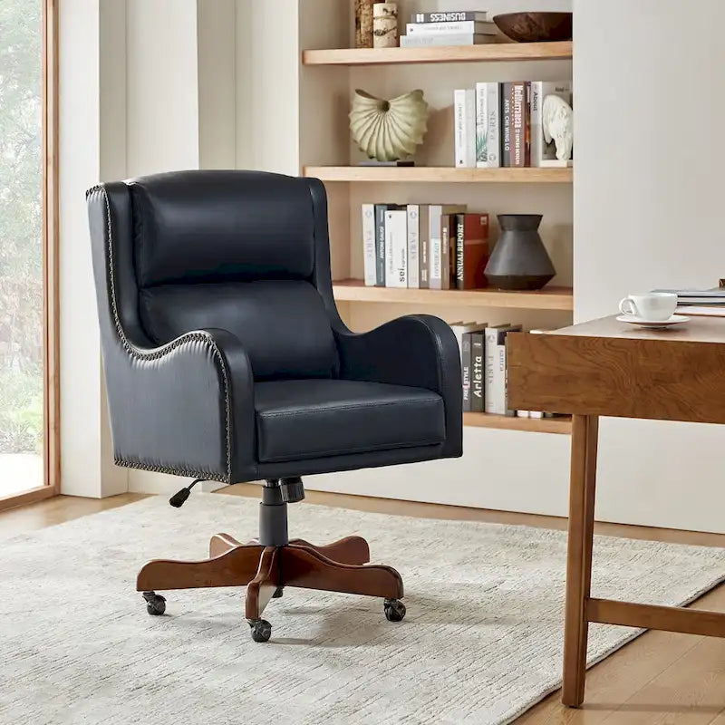 HULALA HOME Pete Adjustable Height Faux Leather Swivel Executive Chair with Tilt Mechanism 26