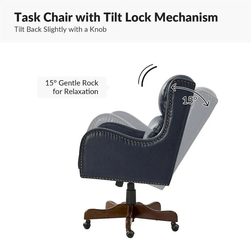 HULALA HOME Pete Adjustable Height Faux Leather Swivel Executive Chair with Tilt Mechanism 27