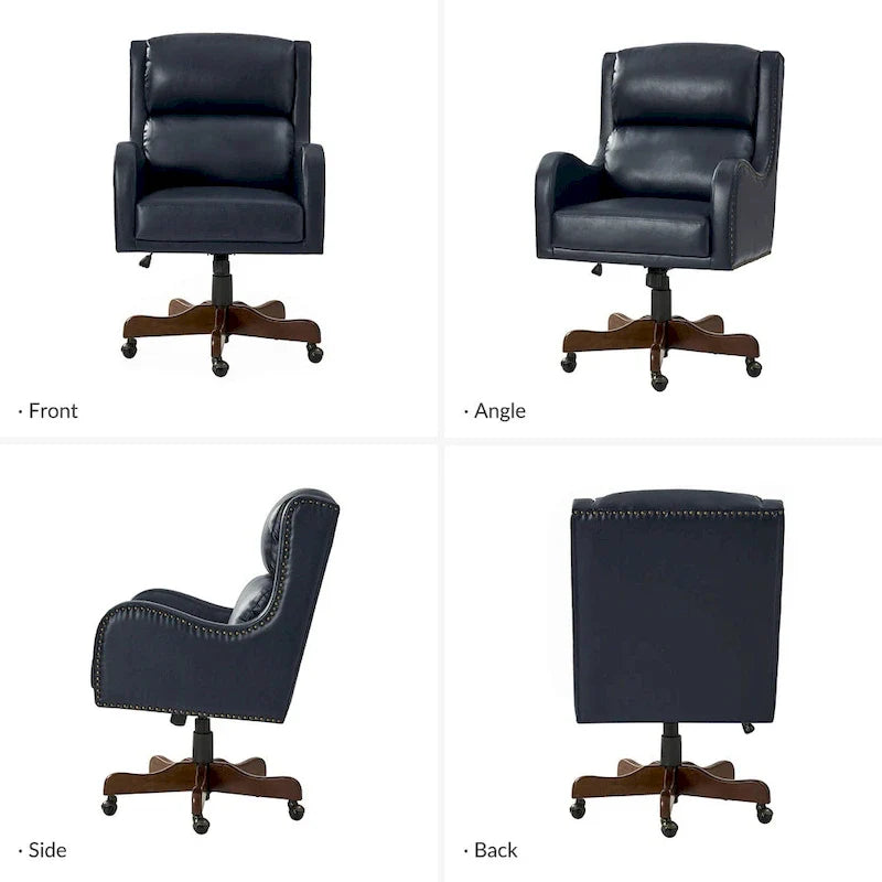 HULALA HOME Pete Adjustable Height Faux Leather Swivel Executive Chair with Tilt Mechanism 30