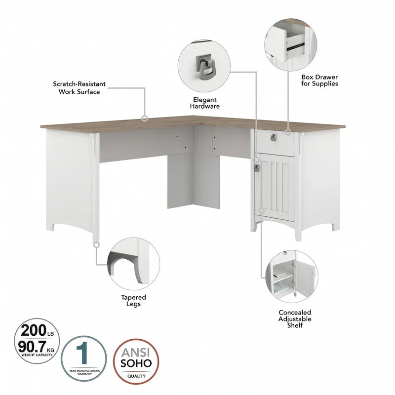 Bush Furniture Salinas 60-Inch L-Shaped Desk with Drawers and Storage Solutions 23