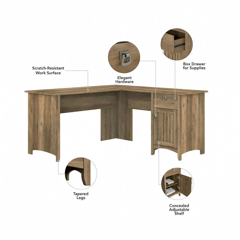 Bush Furniture Salinas 60-Inch L-Shaped Desk with Drawers and Storage Solutions 32