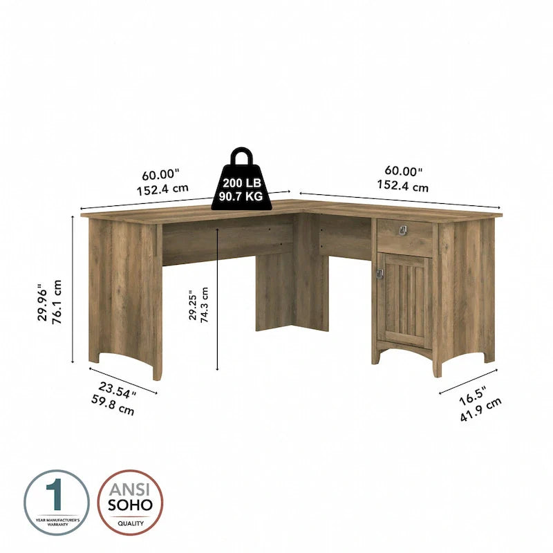 Bush Furniture Salinas 60-Inch L-Shaped Desk with Drawers and Storage Solutions 33
