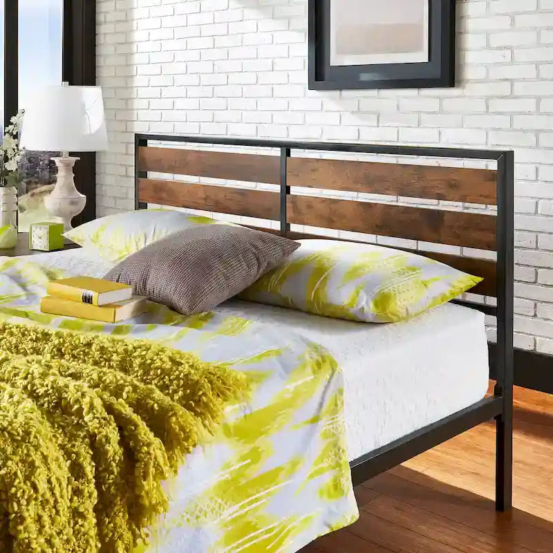 Aabira Low Profile Metal Platform Bed with Wooden Finish Panels by iNSPIRE Q Classic 3