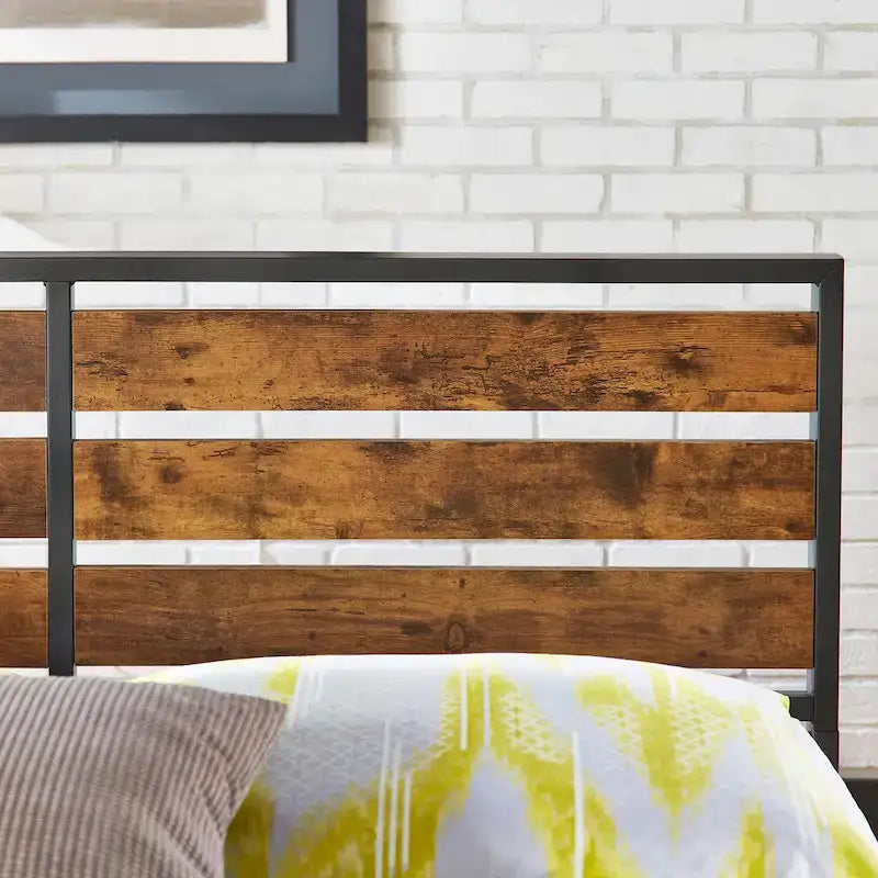Aabira Low Profile Metal Platform Bed with Wooden Finish Panels by iNSPIRE Q Classic 4