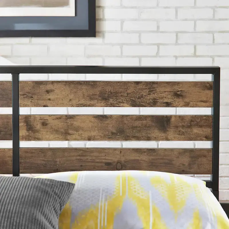 Aabira Low Profile Metal Platform Bed with Wooden Finish Panels by iNSPIRE Q Classic 7