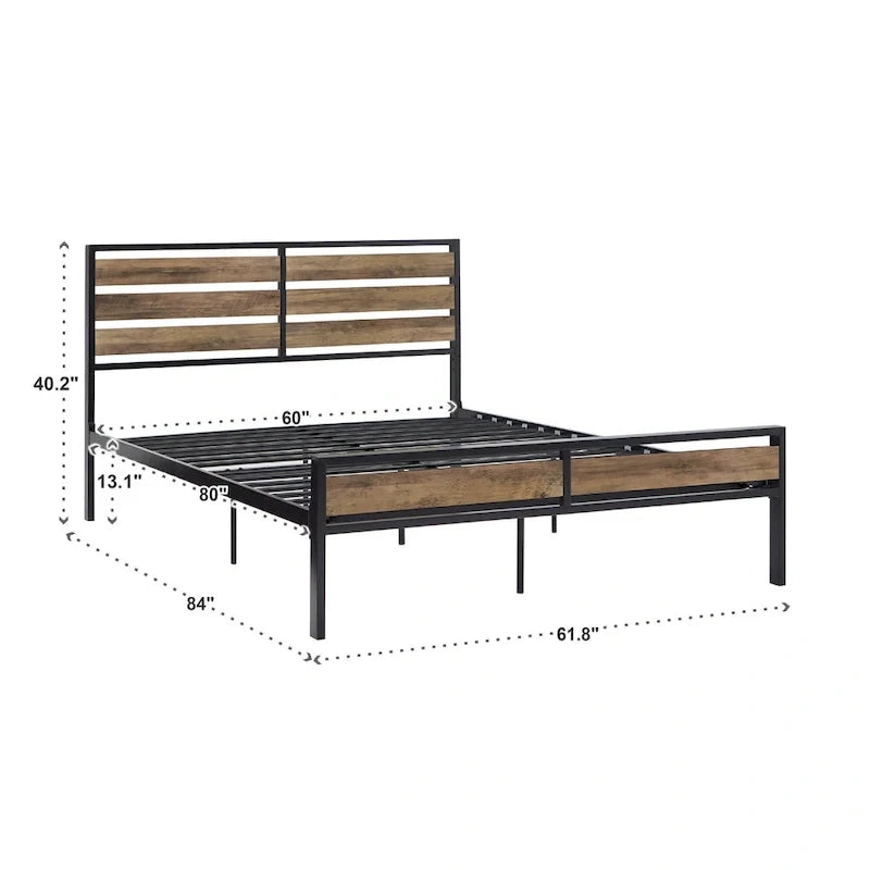 Aabira Low Profile Metal Platform Bed with Wooden Finish Panels by iNSPIRE Q Classic 11