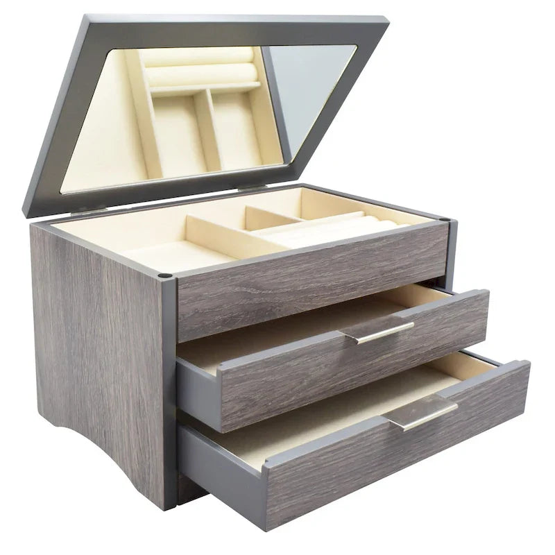 Rustic Grey Wooden Jewelry Box 2