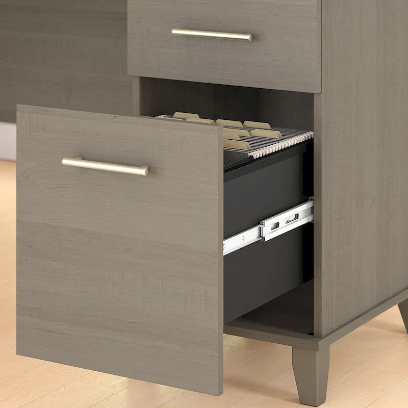 Somerset 60-Inch Office Desk with Cabinet and 5-Shelf Bookcase 4