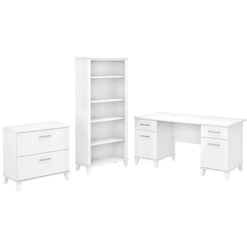 Somerset 60-Inch Office Desk with Cabinet and 5-Shelf Bookcase 10