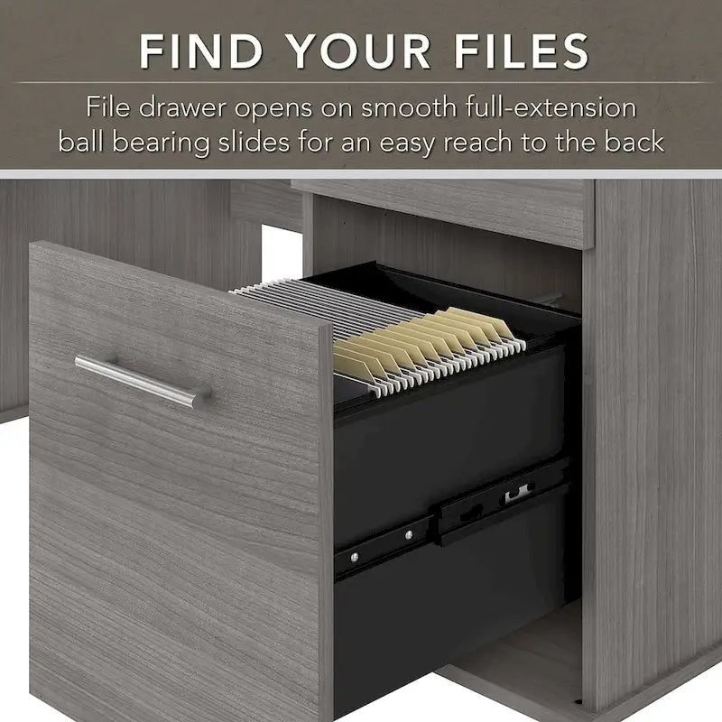 Somerset 60-Inch Office Desk with Cabinet and 5-Shelf Bookcase 32