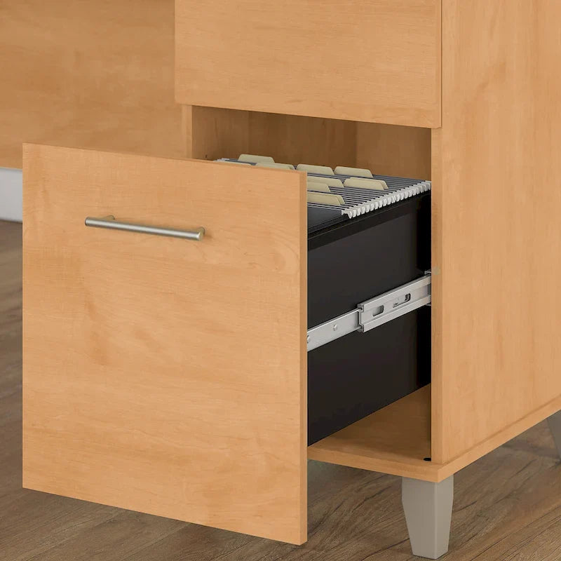 Somerset 60-Inch Office Desk with Cabinet and 5-Shelf Bookcase 40