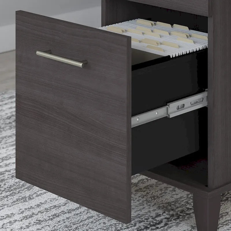 Somerset 60-Inch Office Desk with Cabinet and 5-Shelf Bookcase 47