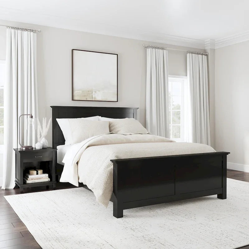 Homestyles Oak Park Black Wood Queen Bed and Nightstand Set - 2 Pieces 12