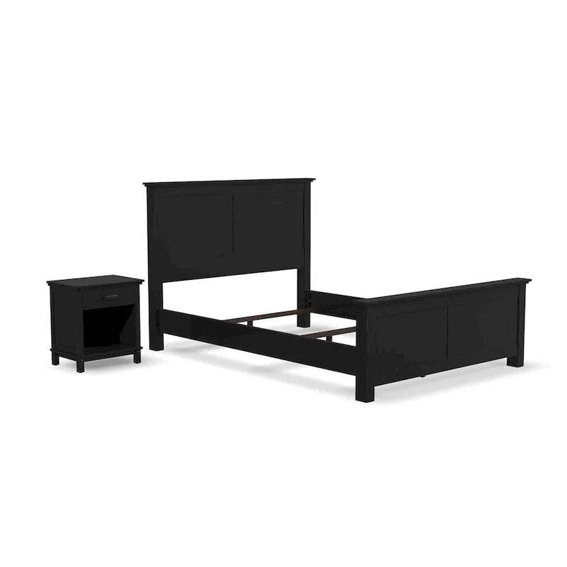 Homestyles Oak Park Black Wood Queen Bed and Nightstand Set - 2 Pieces 2