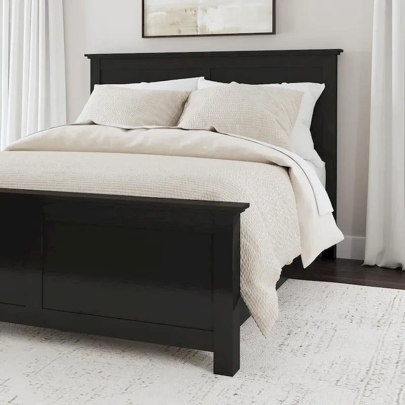 Homestyles Oak Park Black Wood Queen Bed and Nightstand Set - 2 Pieces 3