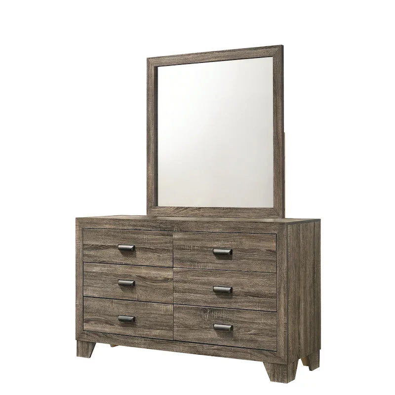 Linette 6-Piece Grey Contemporary Solid Wood and Veneer Upholstered Bedroom Set 2