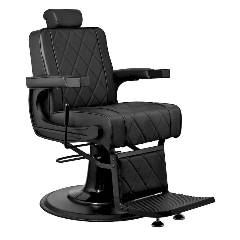 ROGERS Heavy-Duty Reclining Barber Chair for Barbershops - Black 1