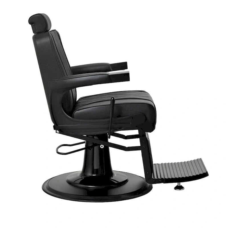 ROGERS Heavy-Duty Reclining Barber Chair for Barbershops - Black 2