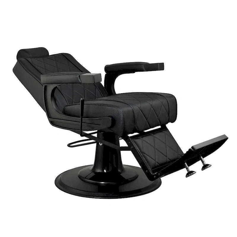 ROGERS Heavy-Duty Reclining Barber Chair for Barbershops - Black 4