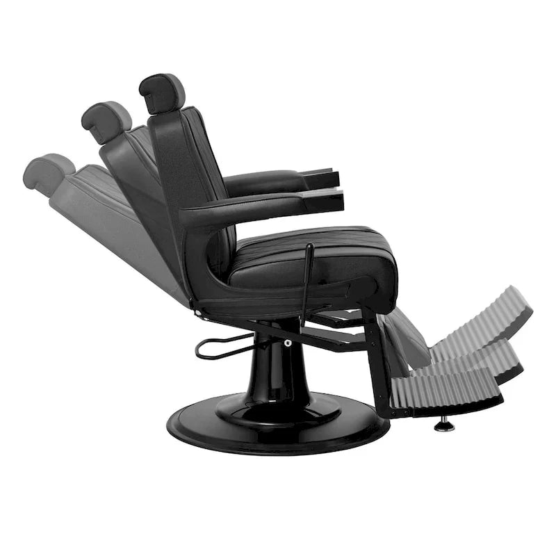 ROGERS Heavy-Duty Reclining Barber Chair for Barbershops - Black 5