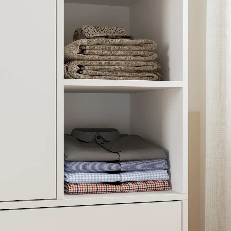 Modern Wardrobe Armoire with Mirror Door Drawers and Shelves 13