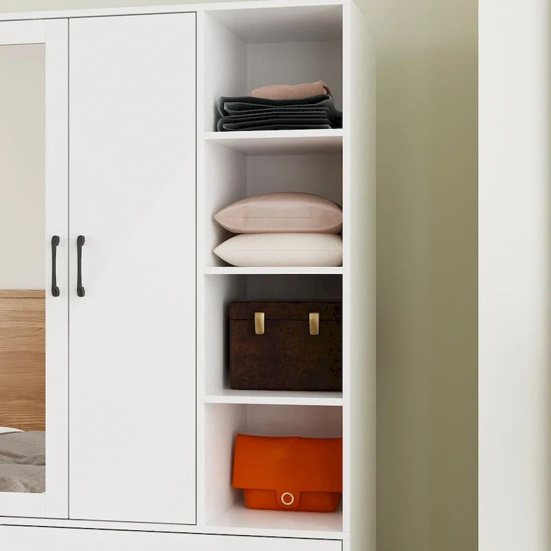 Space-Saving Scalable Hanging Rod Wardrobe Closet with Mirror 37