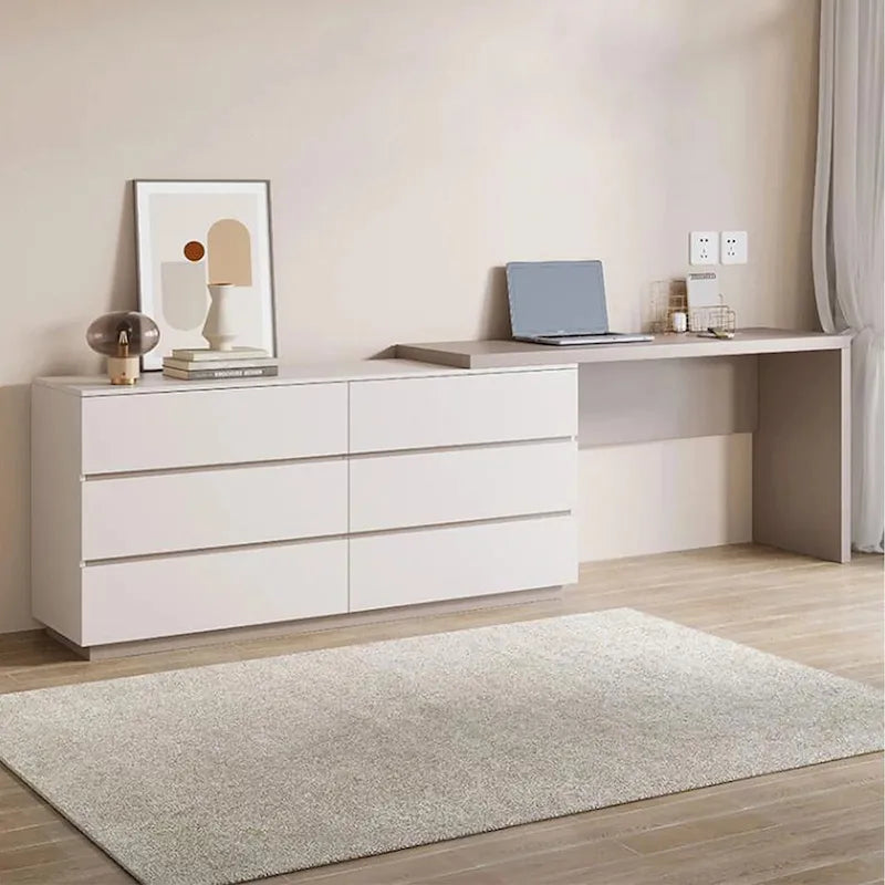 97.63" Modern Expandable Dresser Desk Combo for Home Office with 6 Drawers 2