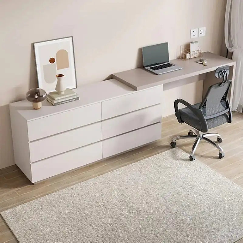 97.63" Modern Expandable Dresser Desk Combo for Home Office with 6 Drawers 5