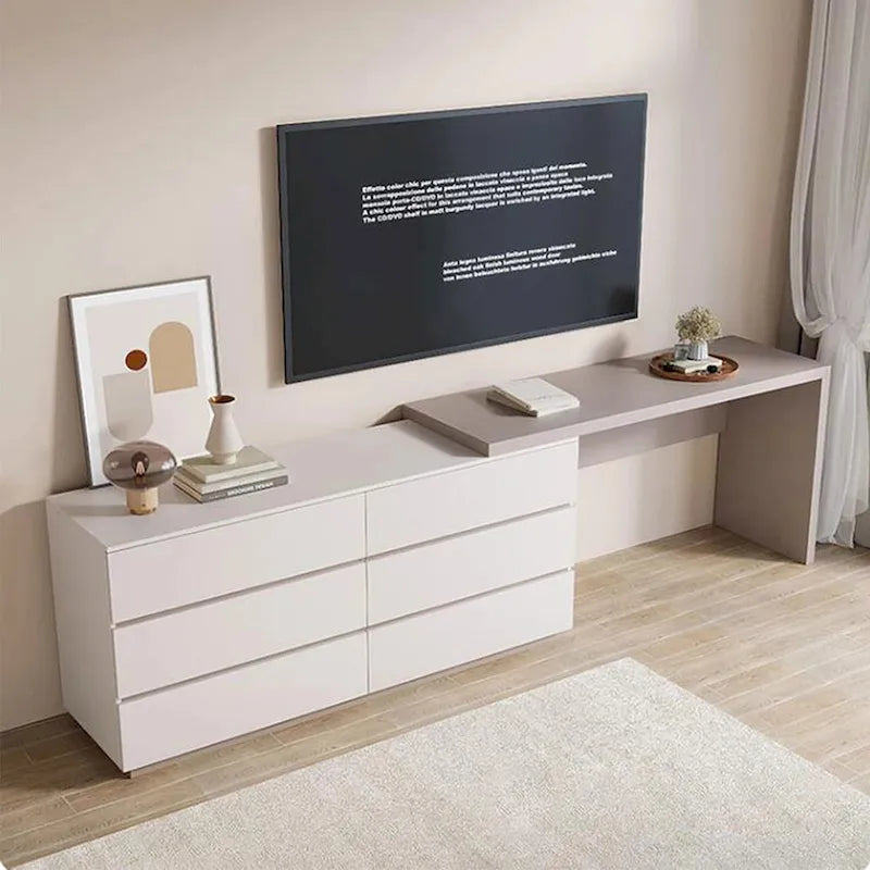 97.63" Modern Expandable Dresser Desk Combo for Home Office with 6 Drawers 7