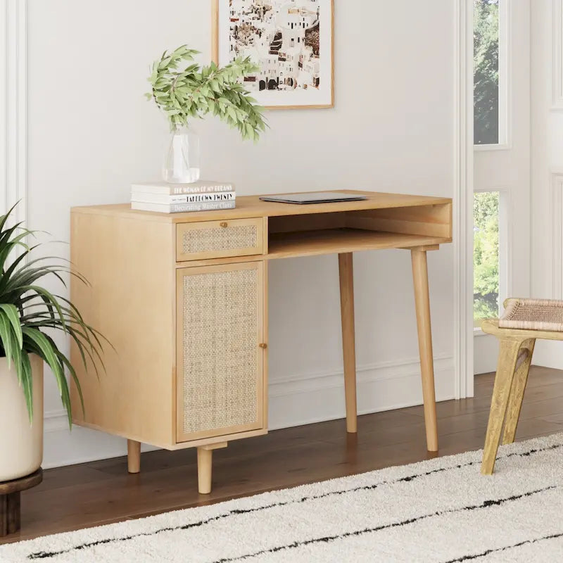 Nathan James Daisy Modern Farmhouse Desk with Storage and Brass Accents 18