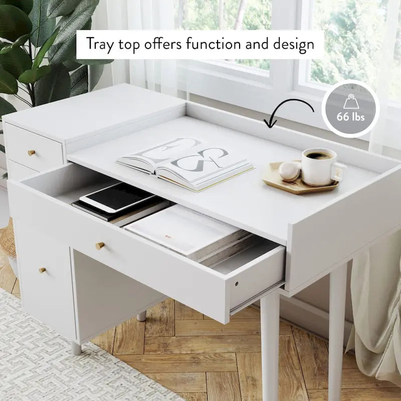 Nathan James Daisy Modern Farmhouse Desk with Storage and Brass Accents 5