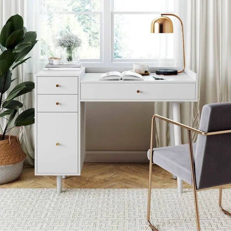 Nathan James Daisy Modern Farmhouse Desk with Storage and Brass Accents 10