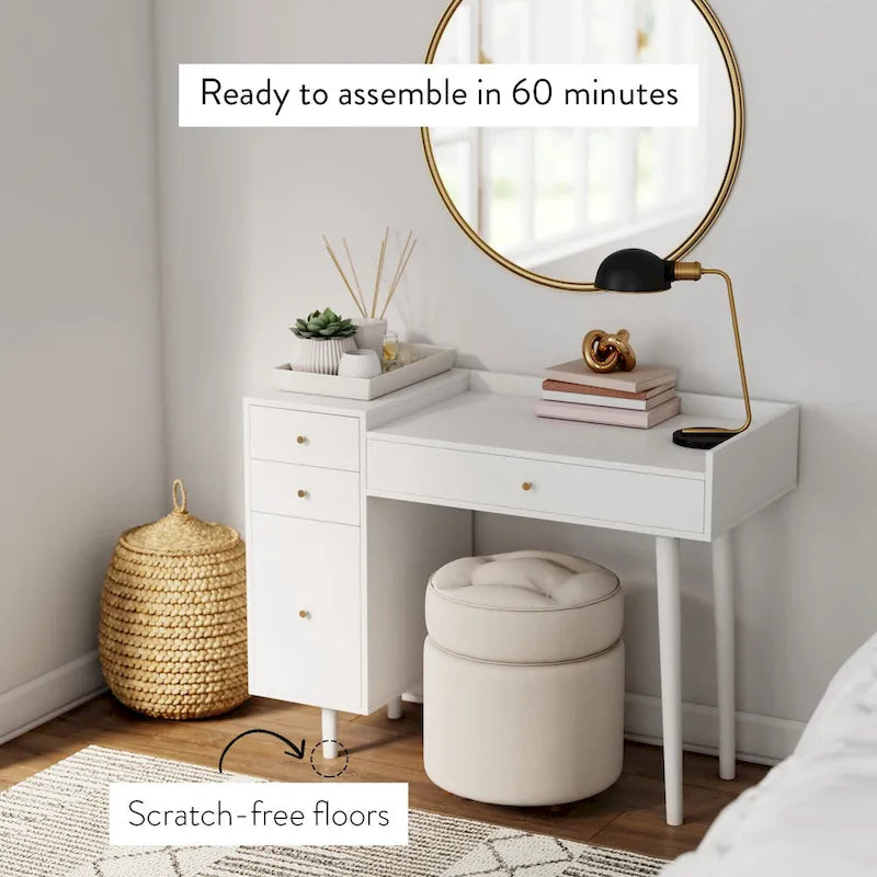 Nathan James Daisy Modern Farmhouse Desk with Storage and Brass Accents 13