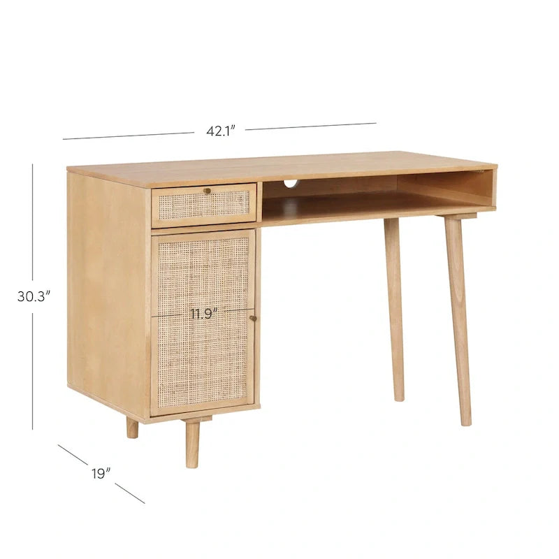 Nathan James Daisy Modern Farmhouse Desk with Storage and Brass Accents 15